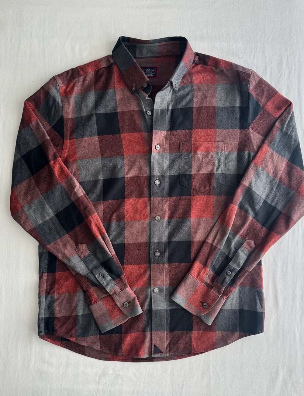UNTUCKit Plaid Flannel Shirt Size Medium Red Gray Cotton